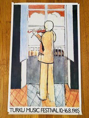 Vtg 1985 Turku Music Festival Poster Matisse Le Violoniste à la Fenêtre 34x21.5